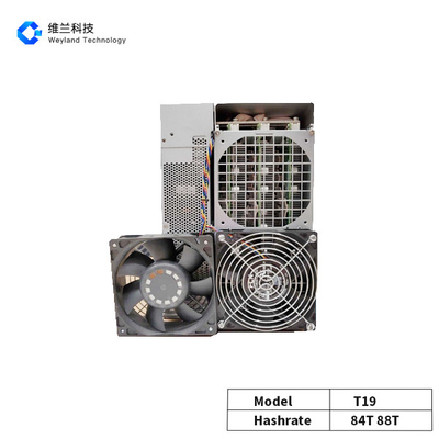 37.5W/T Asic Bitmain Antminer T19 84TH/S , 88T BTC Bitcoin Miner